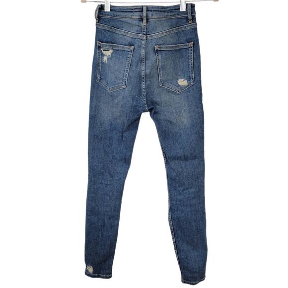 Free People Button Fly Sabrina Distress High Rise Super Skinny Jeans Women Sz 26 - Picture 4 of 7